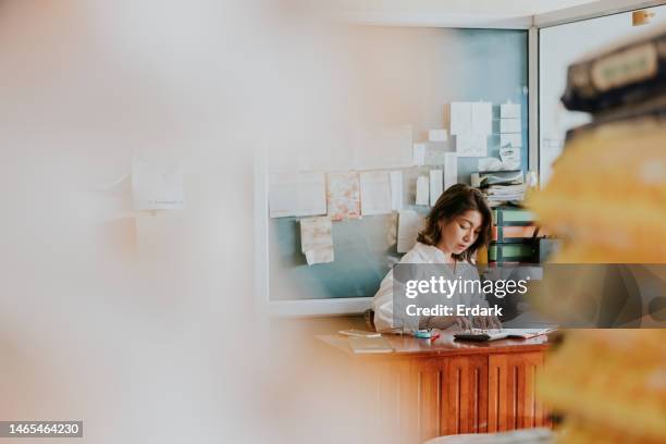 calculating the information after sale rice sack - agriculture supply chain technology stock pictures, royalty-free photos & images