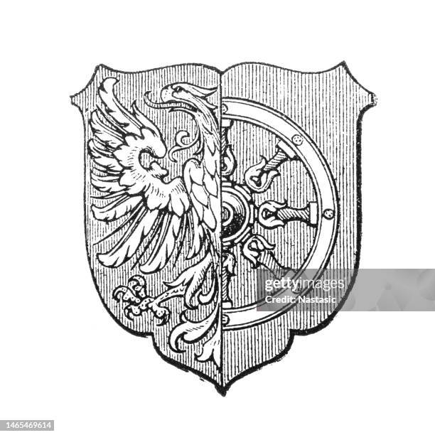 ilustraciones, imágenes clip art, dibujos animados e iconos de stock de escudo de armas raciborz - vestido decorado