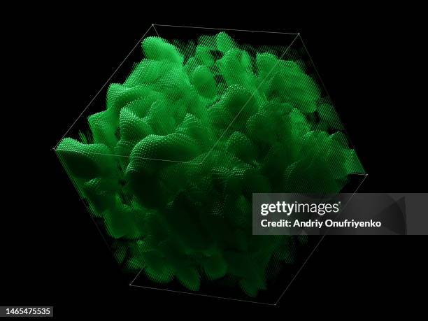 green turbulent cube. - green technology stock pictures, royalty-free photos & images