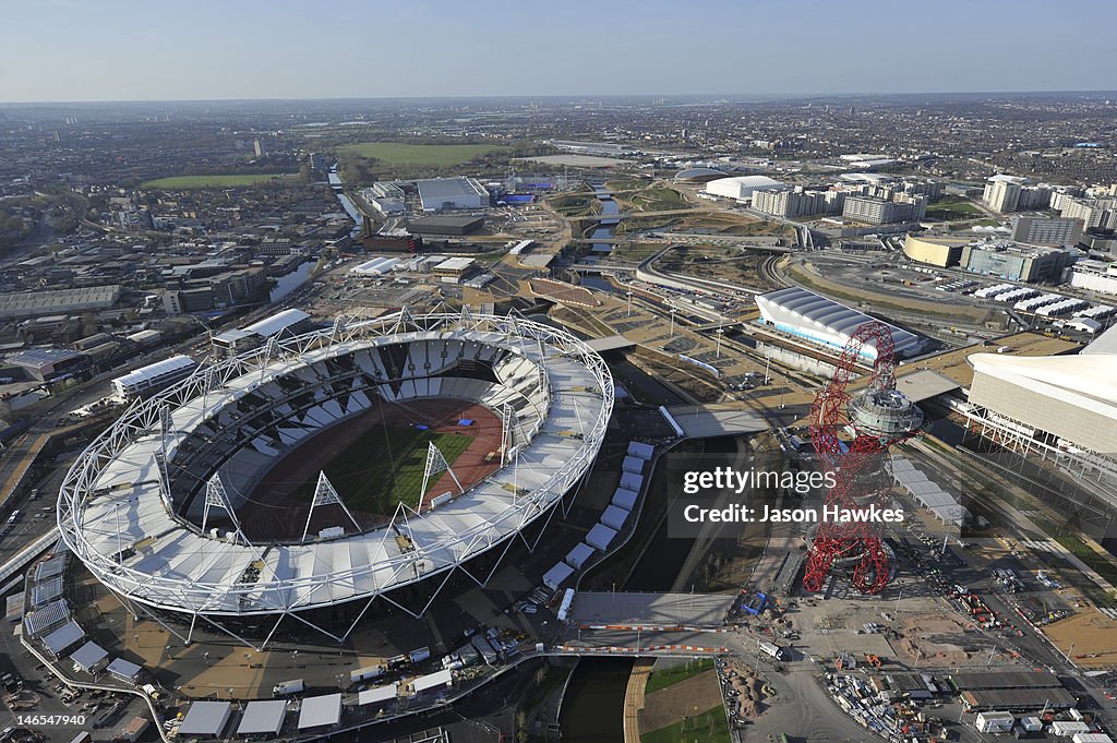 Recent Aerial Views Of The London 2012 Olympic Park As It Nears Completion