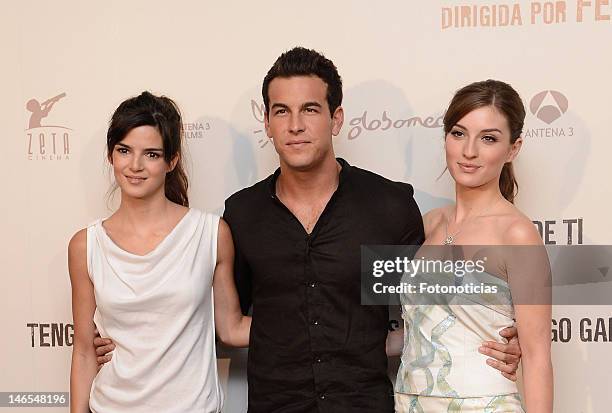 Clara Lago, Mario Casas and Maria Valverde attend a photocall for 'Tengo ganas de Ti' at ME Hotel on June 19, 2012 in Madrid, Spain.