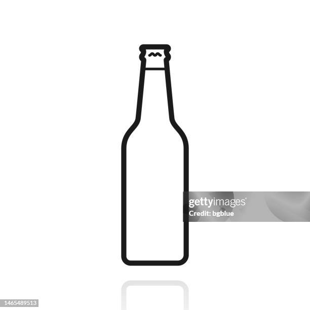 beer bottle. icon with reflection on white background - cider stock illustrations