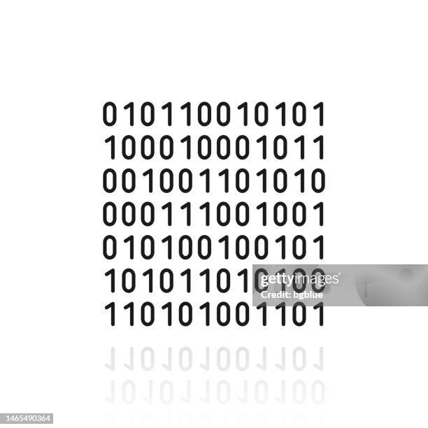 binary code. icon with reflection on white background - binary code stock illustrations