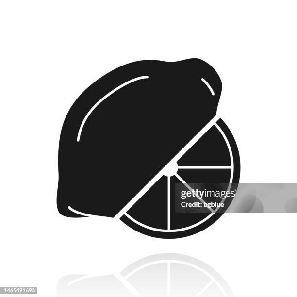 lemon and slice. icon with reflection on white background - lemon slice white background stock illustrations