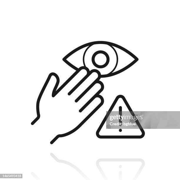 do not touch eyes. icon with reflection on white background - avoidance stock illustrations