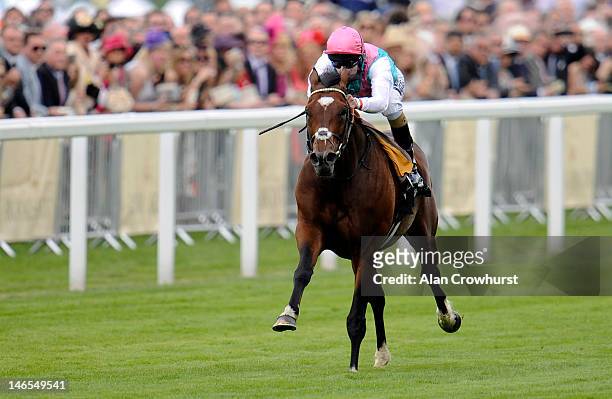 Tom Queally, riding Frankel, win The Queen Anne Stakes during Royal Ascot at Ascot racecourse on June 19, 2012 in Ascot, England.