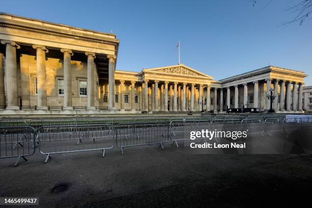 General view of the empty courtyard as PCS union members and supporters picket outside the British Museum during a week-long strike begins on...