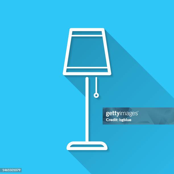 floor lamp. icon on blue background - flat design with long shadow - lamp switch stock illustrations