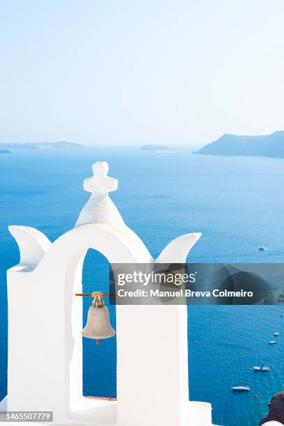 bell tower in oia, santorini - fira santorini stock pictures, royalty-free photos & images
