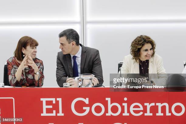 President, Cristina Narbona; PSOE secretary general and Prime Minister, Pedro Sanchez, and Minister of Finance and Public Function, Maria Jesus...
