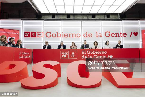 Leader Javier Izquierdo; Federal Organization Secretary Santos Cerdan; PSOE President Cristina Narbona; PSOE Secretary General and President of the...