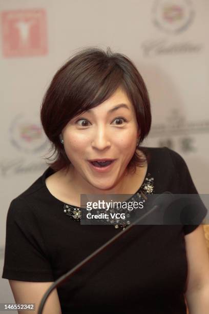 Actress Ryoko Hirosue attends "Key of Life" press conference during the 15th Shanghai International Film Festival at Shanghai Film Art Center on June...
