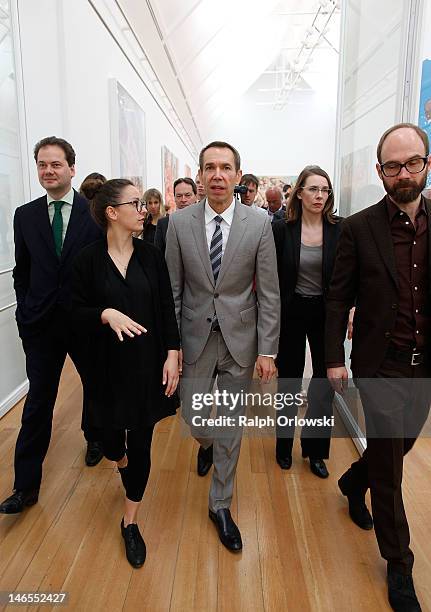 Artist Jeff Koons walks through the Schirn Kunsthalle during the opening of the exhibition 'Jeff Koons. The Painter & The Sculptor' on June 19, 2012...