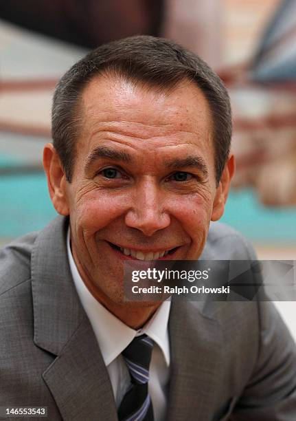 Artist Jeff Koons smiles during the opening of the exhibition 'Jeff Koons. The Painter & The Sculptor' at the Schirn Kunsthalle on June 19, 2012 in...