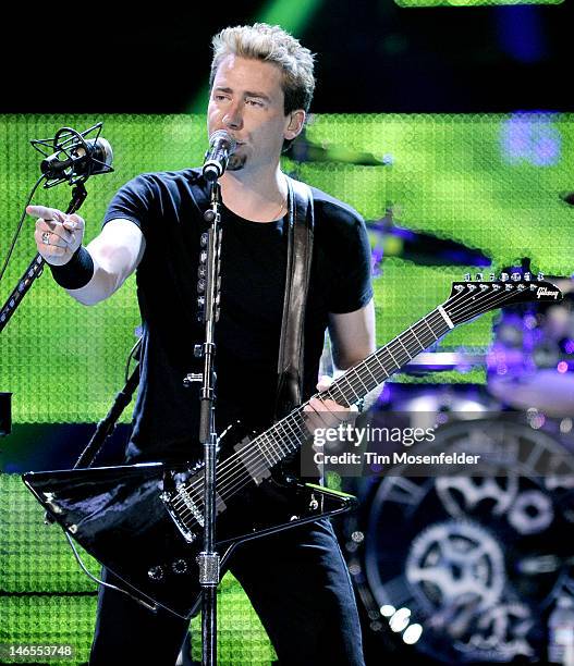Chad Kroeger of Nickelback performs in support he bands' Here and Now release at HP Pavilion on June 18, 2012 in San Jose, California.