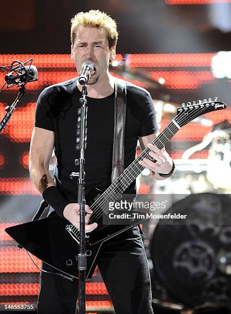 Chad Kroeger of Nickelback performs in support he bands' Here and Now release at HP Pavilion on June 18, 2012 in San Jose, California.