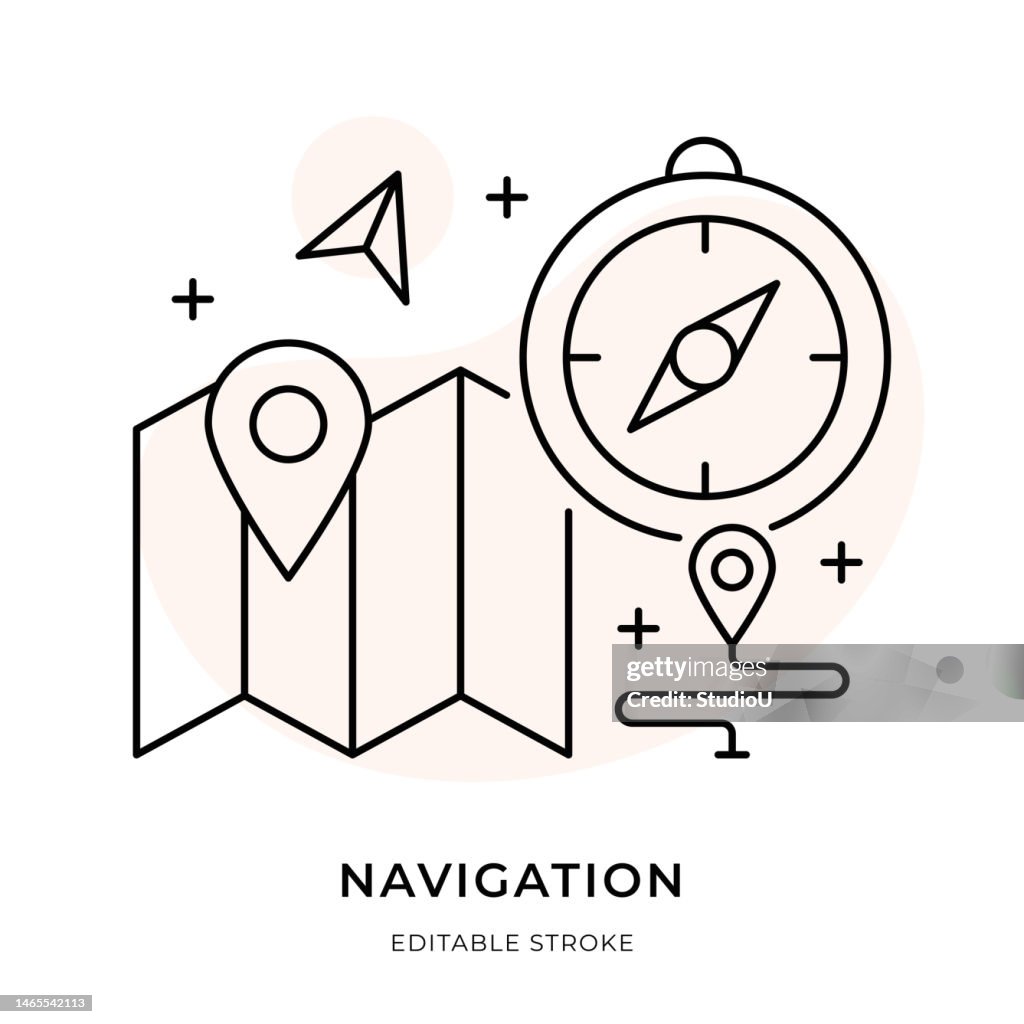 Navigation Thin Line Illustration High-Res Vector Graphic - Getty Images
