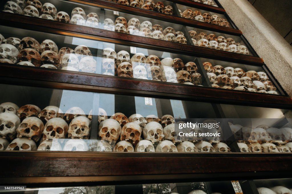 Cambodia, Phnom Penh, Choeung Ek Genocidal Center, Skulls