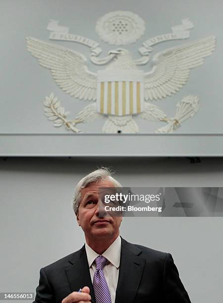 Jamie Dimon, chief executive officer of JPMorgan Chase & Co., arrives to testify at a House Financial Services Committee hearing in Washington, D.C.,...