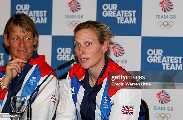 Zara Phillips of Team GB addresses the press as the Team GB eventing athletes are announced for London 2012 Olympic Games at the University of...