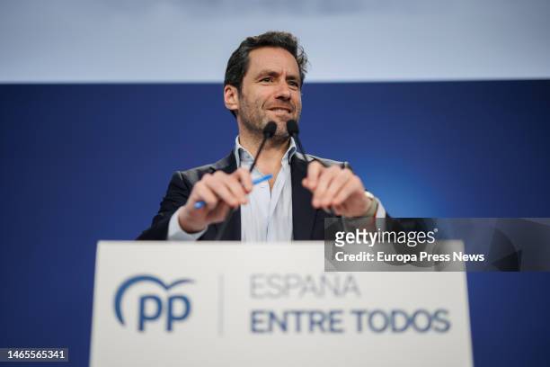 The spokesman of the PP campaign committee, Borja Semper, during a press conference after the meeting of the Management Committee of the Popular...