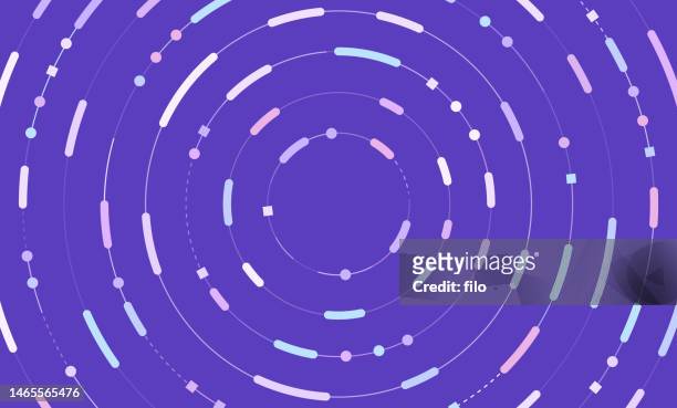 circling rotation orbiting abstract geometric shapes background - interface dots stock illustrations