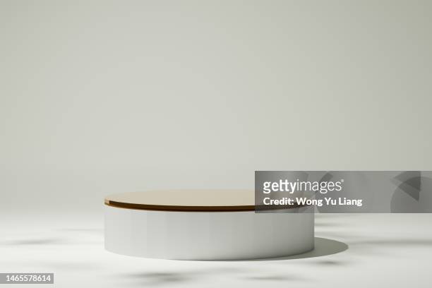 white podium with shadows, 3d render - competition round stock pictures, royalty-free photos & images