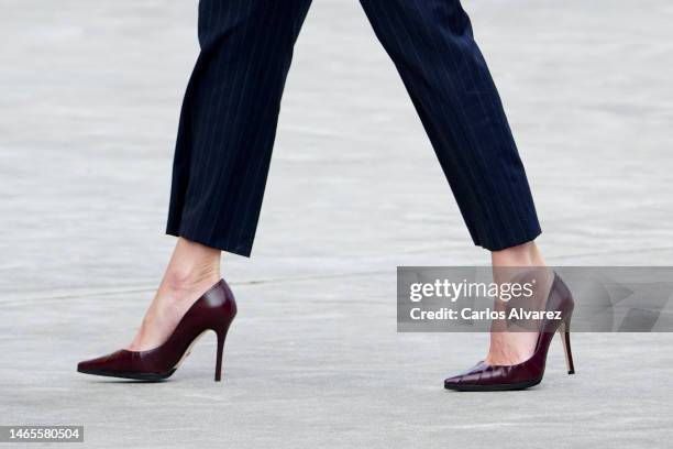 Queen Letizia of Spain, shoes detail, attends the Design and Innovation Awards 2022at the Oscar Niemeyer International Cultural Center on February...