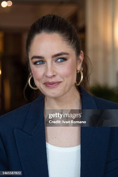 Matild Gioli attends the "Tramite Amicizia" photocall on February 13, 2023 in Naples, Italy.