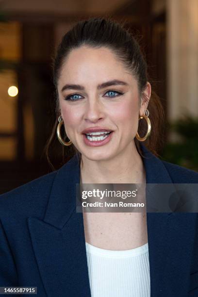 Matild Gioli attends the "Tramite Amicizia" photocall on February 13, 2023 in Naples, Italy.