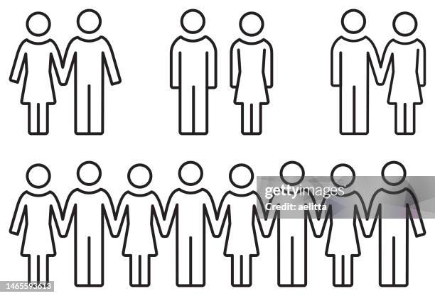 illustrations, cliparts, dessins animés et icônes de ensemble d’icônes de personnes - homme et femme. icônes de ligne. - femmes