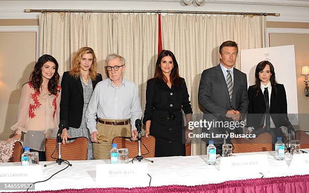 Alessandra Mastronardi,Greta Gerwig, Woody Allen, Penelope Cruz, Alec Baldwin and Ellen Page attend the "To Rome With Love" Press Conference on June...