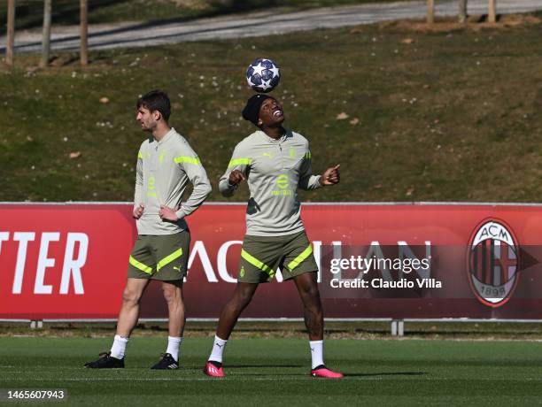 Rafael Leao of AC Milan in action during AC Milan training session ahead of their UEFA Champions League round of 16 match against Tottenham Hotspur...