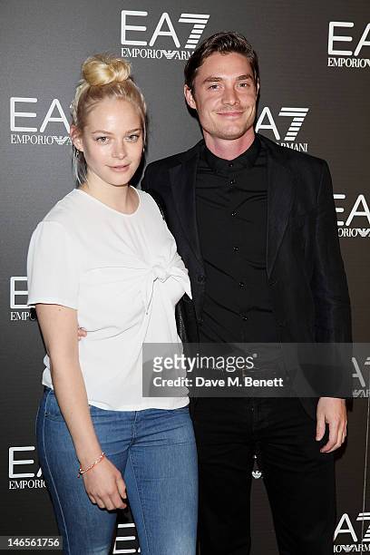 Annabelle Horsey and Max Brown attend as EA7 Emporio Armani Summer Garden Live presents Summer of Sport at Emporio Armani on June 19, 2012 in London,...