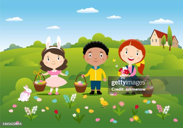 egg hunting - easter egg hunt stock illustrations