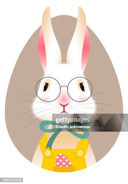 stockillustraties, clipart, cartoons en iconen met easter bunny postcard - serious