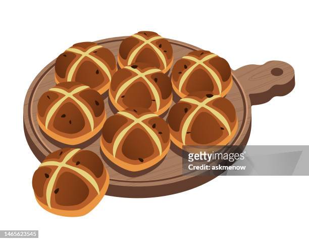 hot crossed buns - hot cross bun stock illustrations