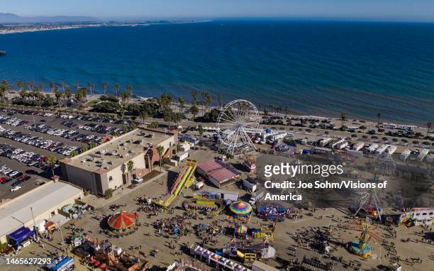 Aerial view of Ferris Wheel and Ventura County Fair, Ventura, California.