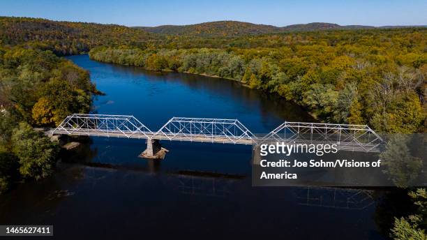 Dingmans Toll Bridge over Delaware River at Delaware River Gap, from Pennsylvania to New Jersey.