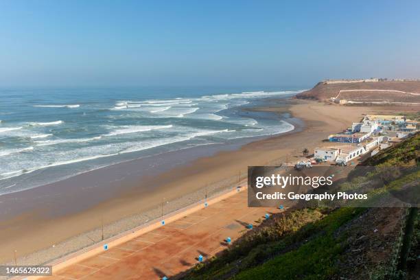 Motorhomes in camping site next to Atlantic Ocean, Sidi Ifni, Morocco, North Africa.