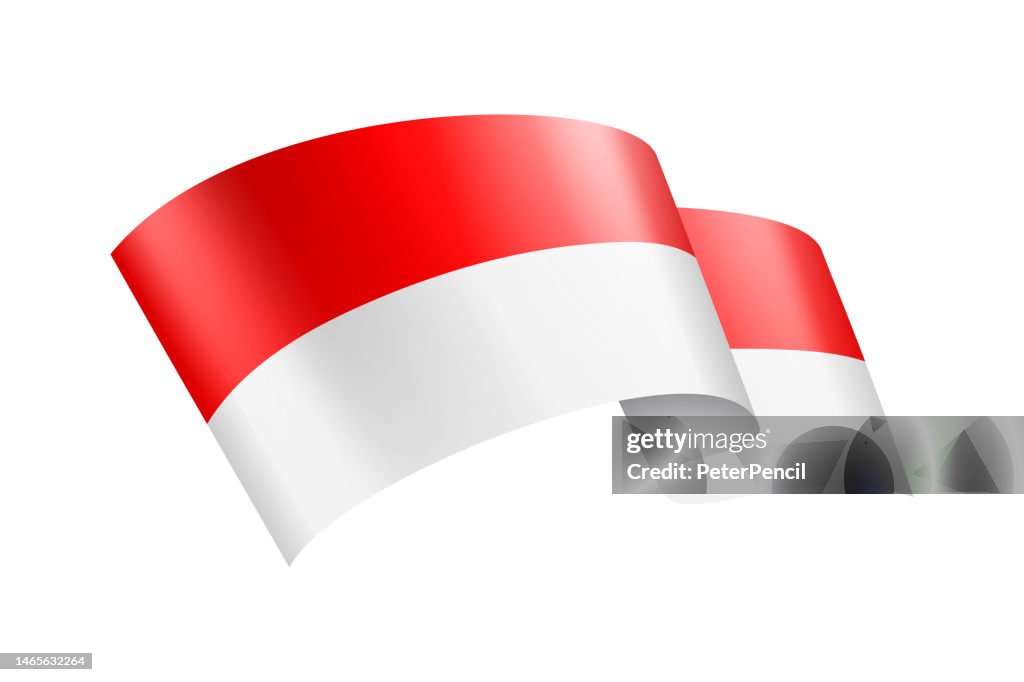 Cinta de la bandera de Indonesia. Banner de encabezado de la bandera de Indonesia. Ilustración de stock vectorial