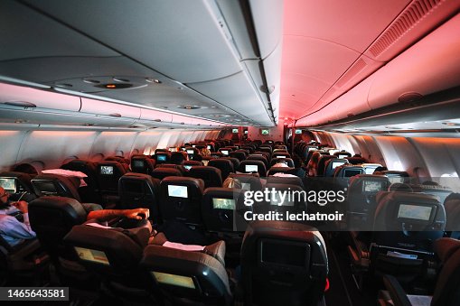 airplane interior during flight