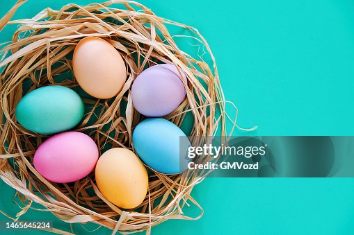 Colorful Easter Eggs in a Nest Colorful Easter Eggs in a Nest