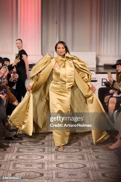 Beverly Johnson walks the runway for Dennis Basso during New York Fashion Week: The Shows on February 13, 2023 in New York City.