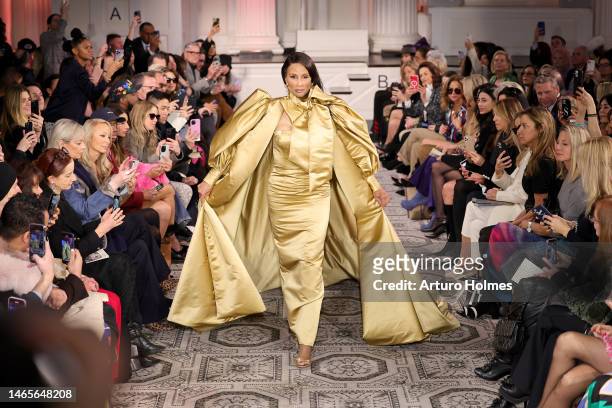 Beverly Johnson walks the runway for Dennis Basso during New York Fashion Week: The Shows on February 13, 2023 in New York City.