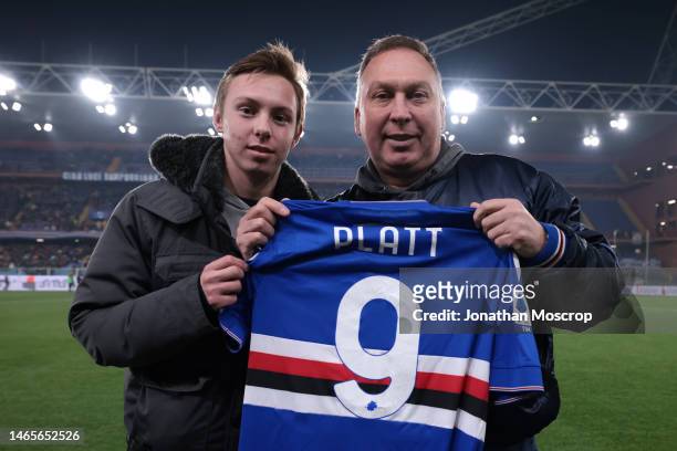 Former Crewe Alexandra, Aston Villa, Bari, Juventus, Sampdoria, Arsenal, Nottingham Forest and England player David Platt poses with his son Charlie...
