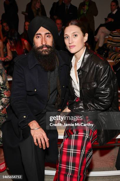 Waris Ahluwalia and Maddie Moon attend the Bibhu Mohapatra show during New York Fashion Week: The Shows at Gallery at Spring Studios on February 13,...