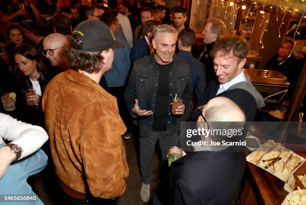 Taylor Lewan, Colin Cowherd, Founder, The Volume, and Jamie Horowitz attend The Volume Super Bowl Party 2023 on February 08, 2023 in Phoenix, Arizona.