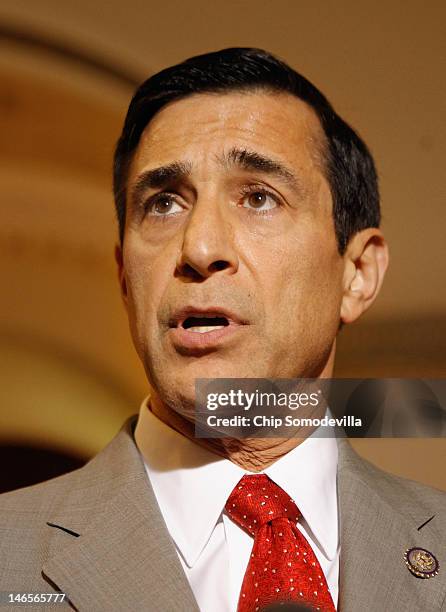 House Oversight and Government Reform Committee Chairman Darrell Issa talks to reporters after meeting with Attorney General Eric Holder in the U.S....