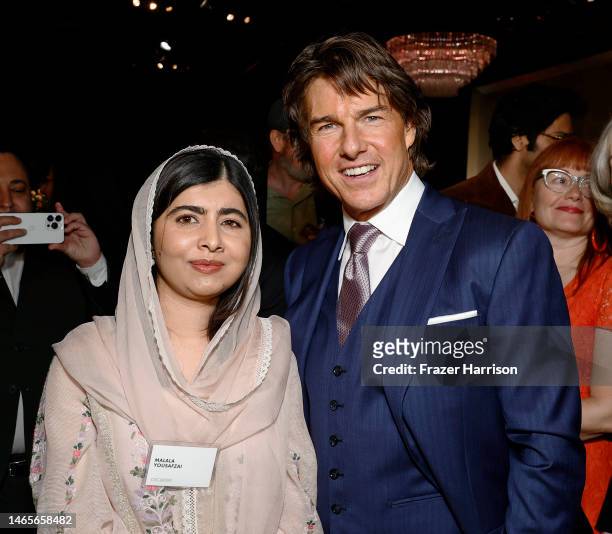Malala Yousafzai and Tom Cruise attend the 95th Annual Oscars Nominees Luncheon at The Beverly Hilton on February 13, 2023 in Beverly Hills,...